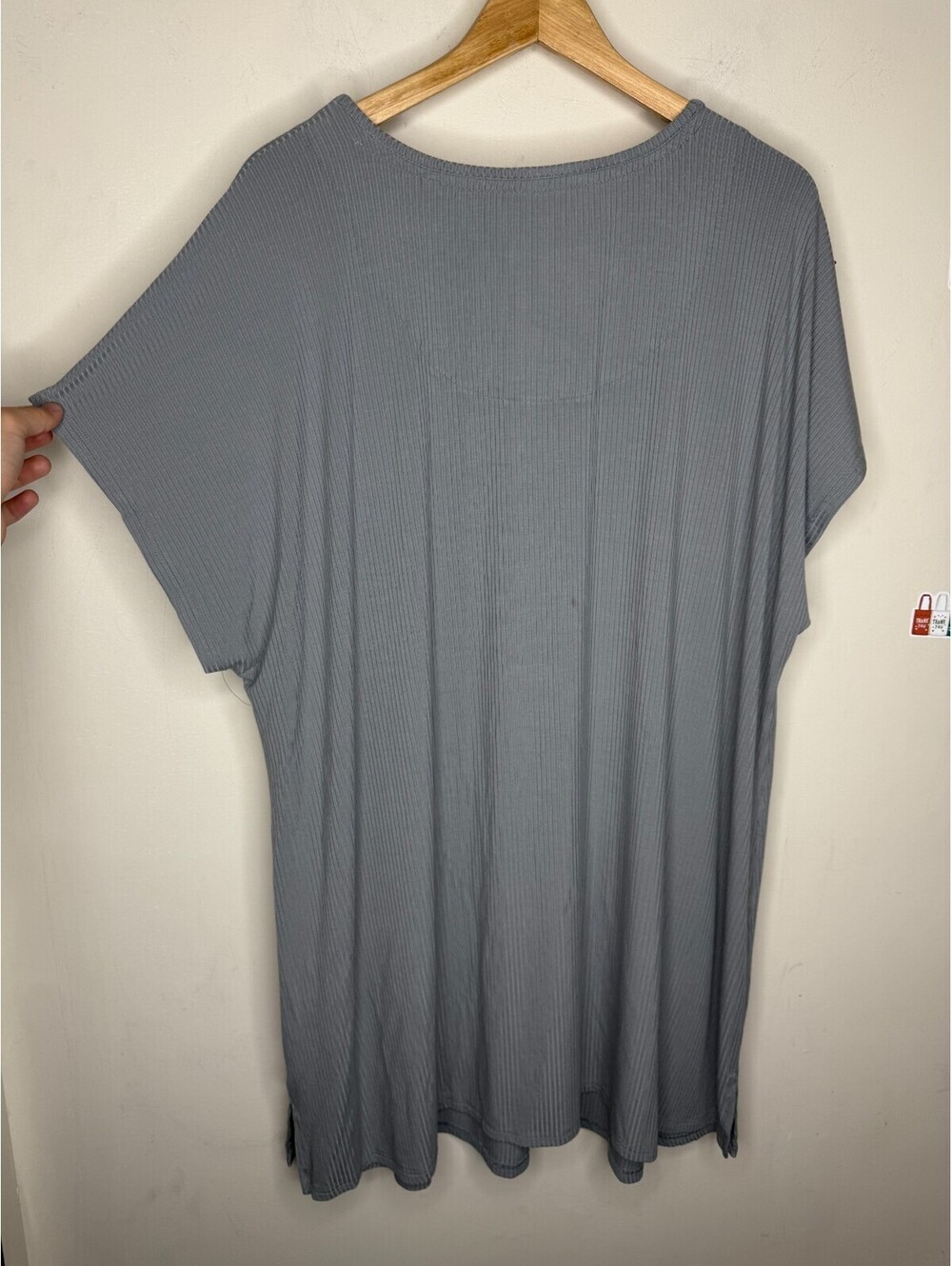 MUK LUKS Butter Knit Short-Sleeve Shift Dress Gray, Size 2X - Picture 7 of 10